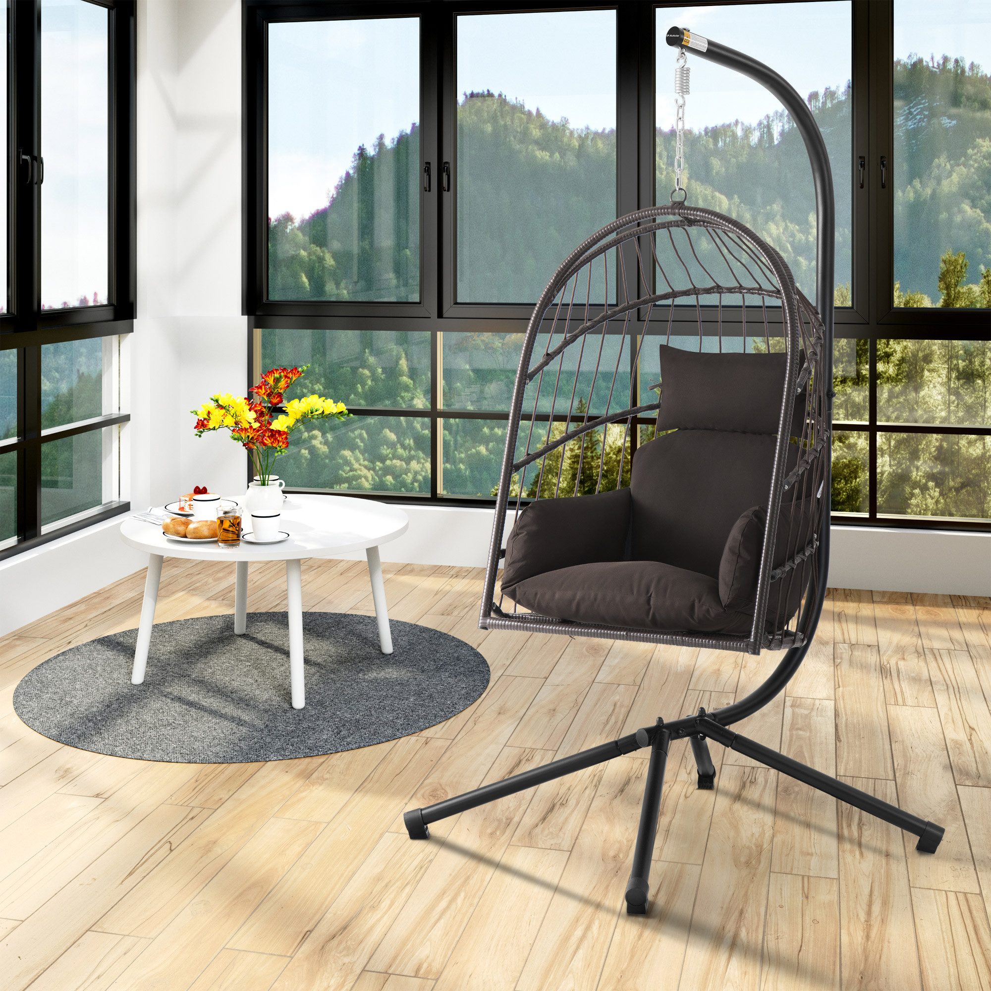 HinHocker Hängesessel Hängesessel mit Gestell, Braun, günstig online kaufen