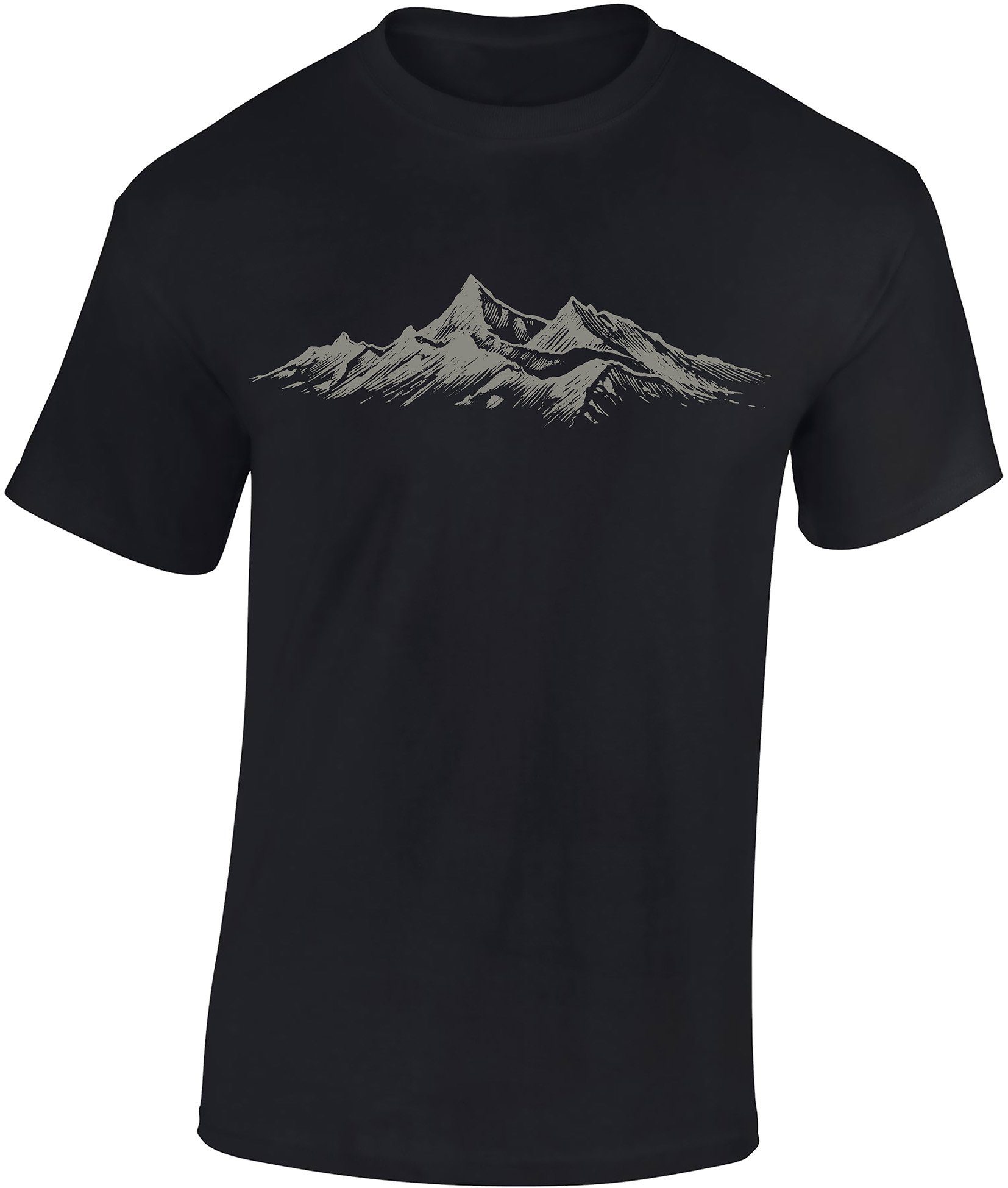 Baddery Print-Shirt Wander T-Shirt : Alpengipfel - Kletter T-Shirt für Wanderfreunde, hochwertiger Siebdruck, auch Übergrößen, aus Baumwolle