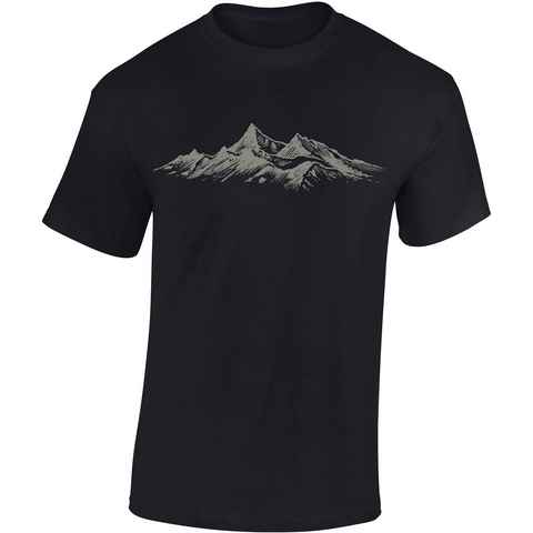 Baddery Print-Shirt Wander T-Shirt : Alpengipfel - Kletter T-Shirt für Wanderfreunde, hochwertiger Siebdruck, auch Übergrößen, aus Baumwolle