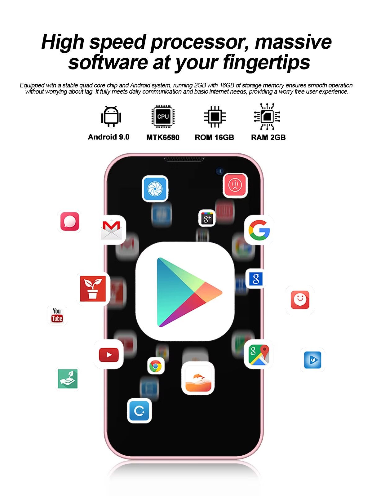 Athlix SERVO 17SE MINI 3G Mini Smartphone Android Kinder Rentner Smartphone (Dual SIM, 3G Mobilfunk, Android 9)