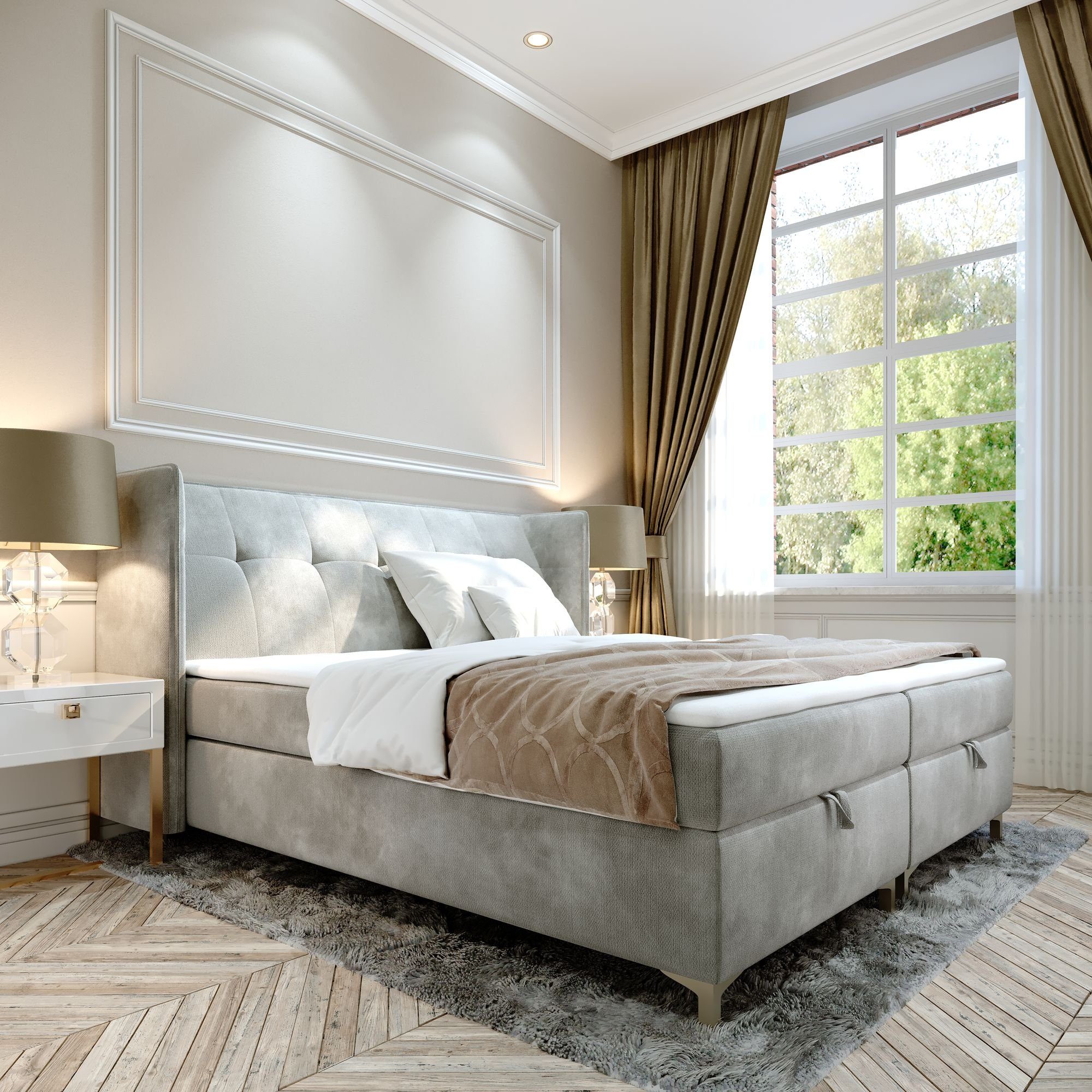 AN-MOEBEL4U Boxspringbett LOTOS in Samtstoff inkl. günstig online kaufen