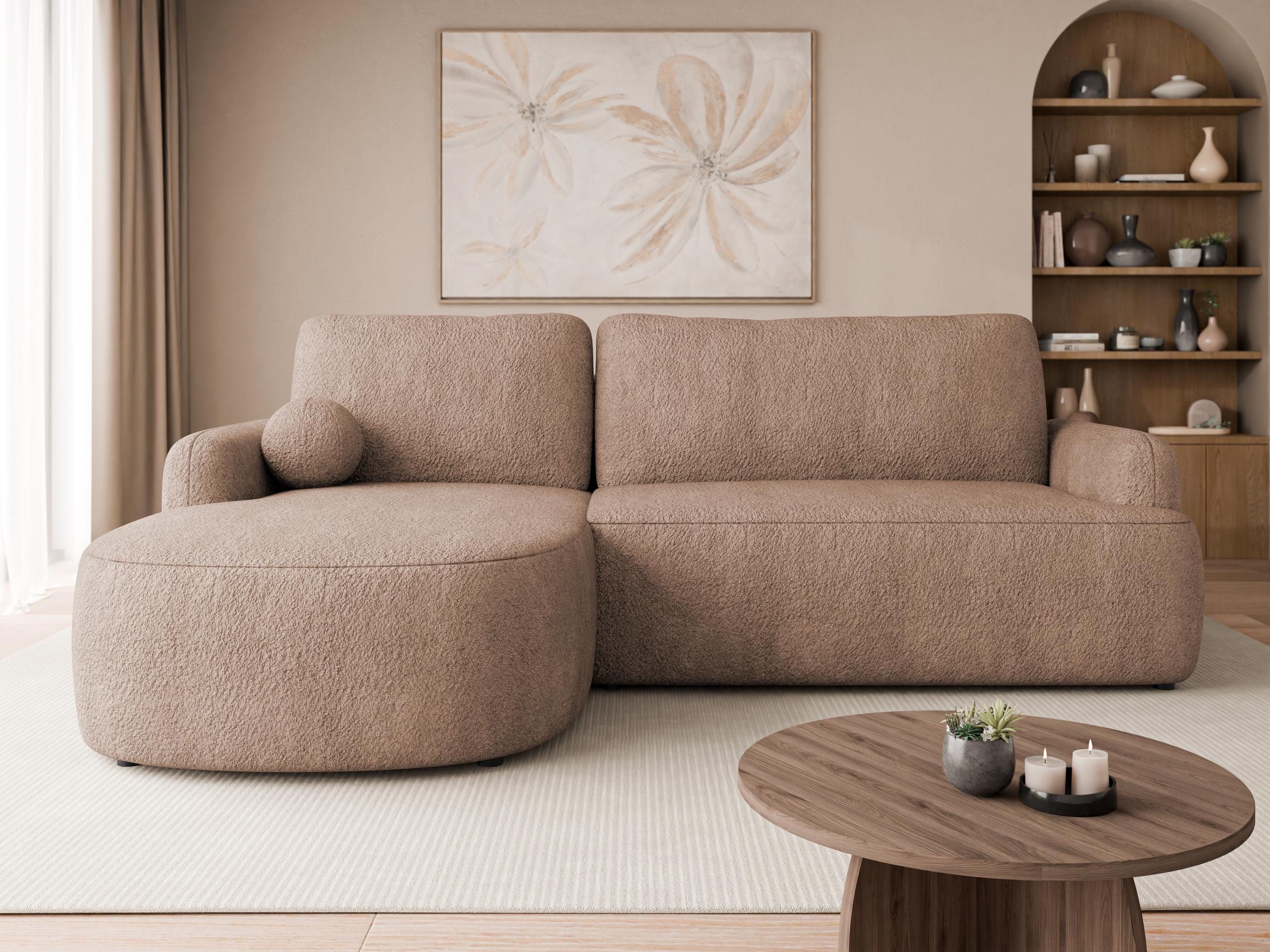 MIRJAN24 Ecksofa Loridu, mit Schlaffunktion und Bettkasten, Kissen-Set, 250x174x90 cm