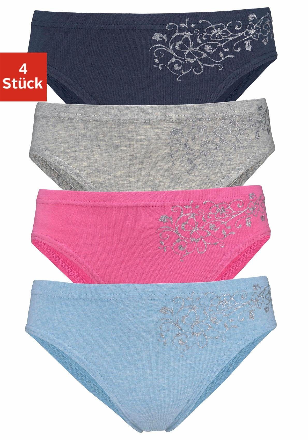 petite fleur Slip (Packung, floralem Tag, mit Glitzerdruck jeden schöner 4-St) Basic für