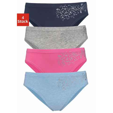 petite fleur Slip (Packung, 4-St) schöner Basic für jeden Tag, mit floralem Glitzerdruck