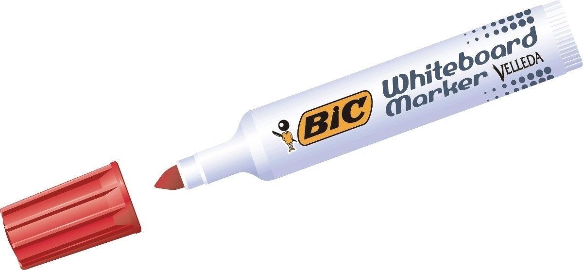 BIC Whiteboard Marker Whiteboardmarker Velleda Rundspitze 1,9mm rot (12 Stück)