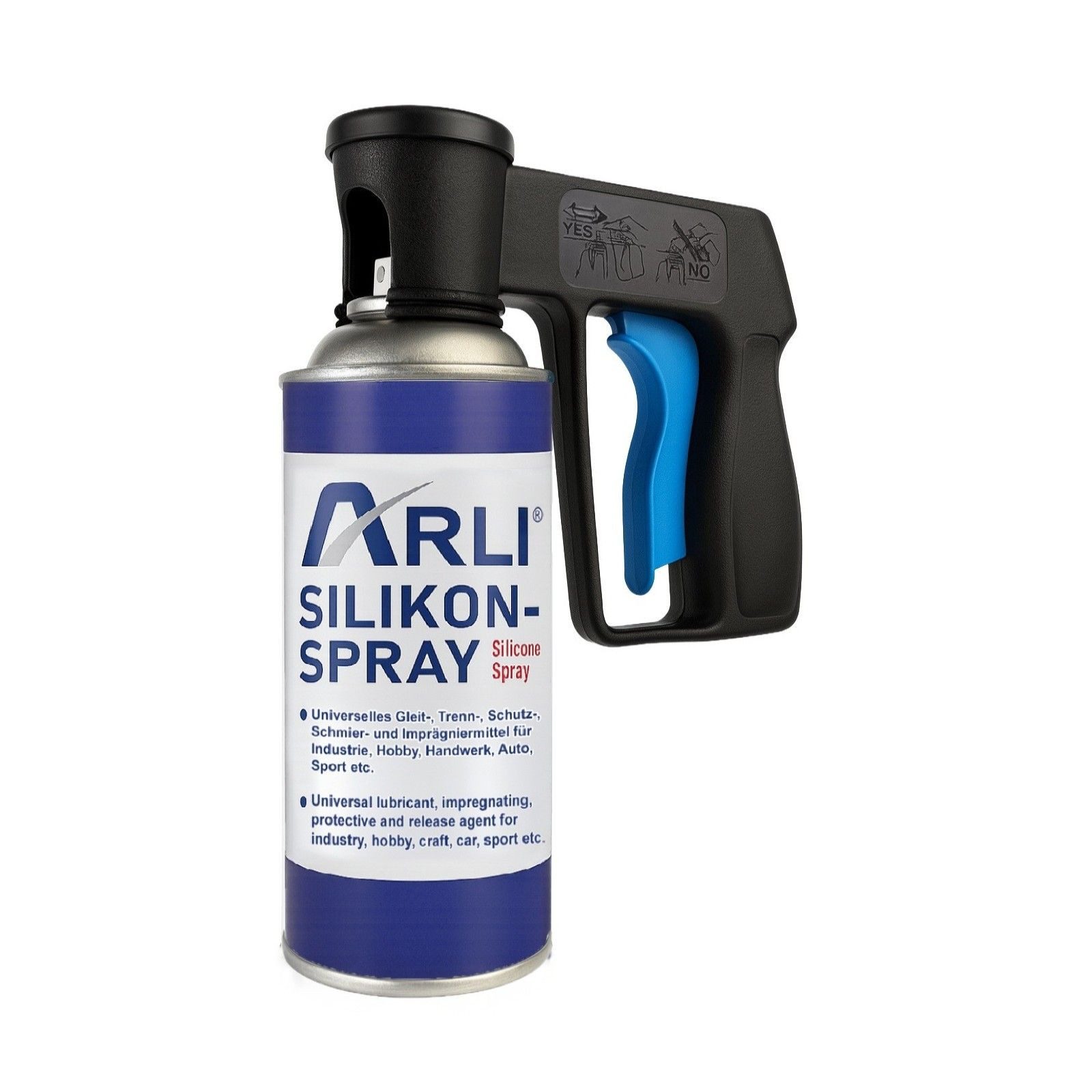 ARLI Silikonöl Silikon Spray 400 ml + Griff für Sprühdosen Set Gleit, (Set, 1-St., 1er Set), Trenn Schmier Schutzmittel