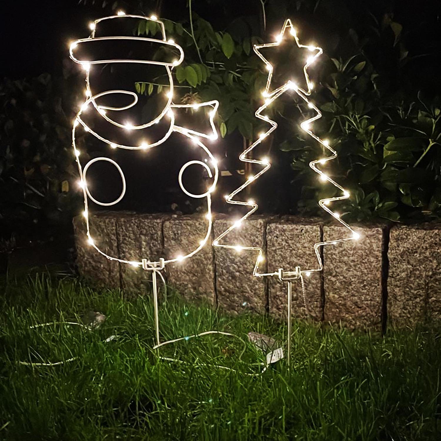 Mojawo Lichtervorhang »2er LED-Gartenleuchtstäbe Weihnachtsbeleuchtung Batterie  Außenbeleuchtung Timer«