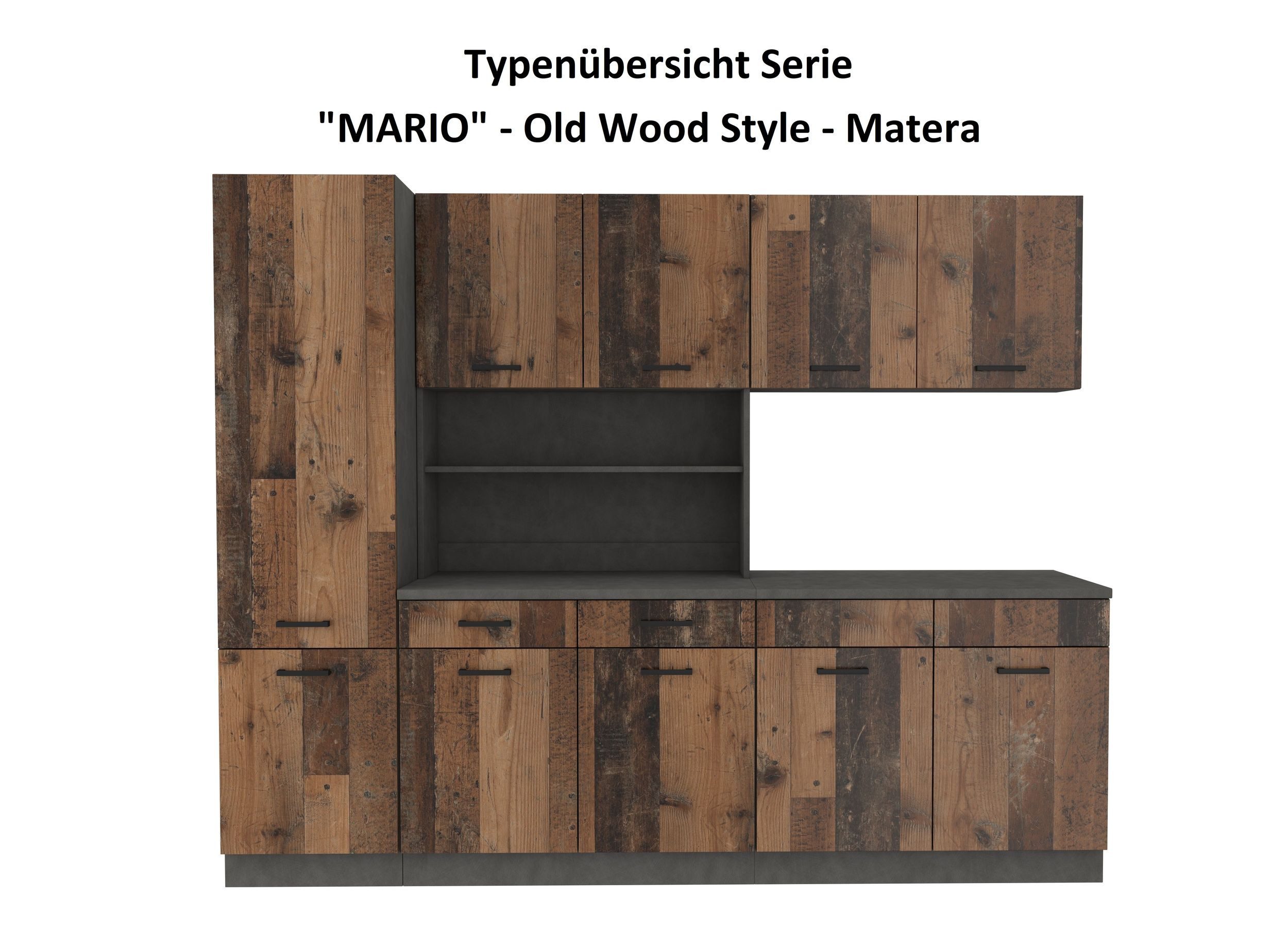 Küchen-Preisbombe Hängeschrank 100 cm Küchen Buffet Mario Old Wood Matera Küchenzeile Küche