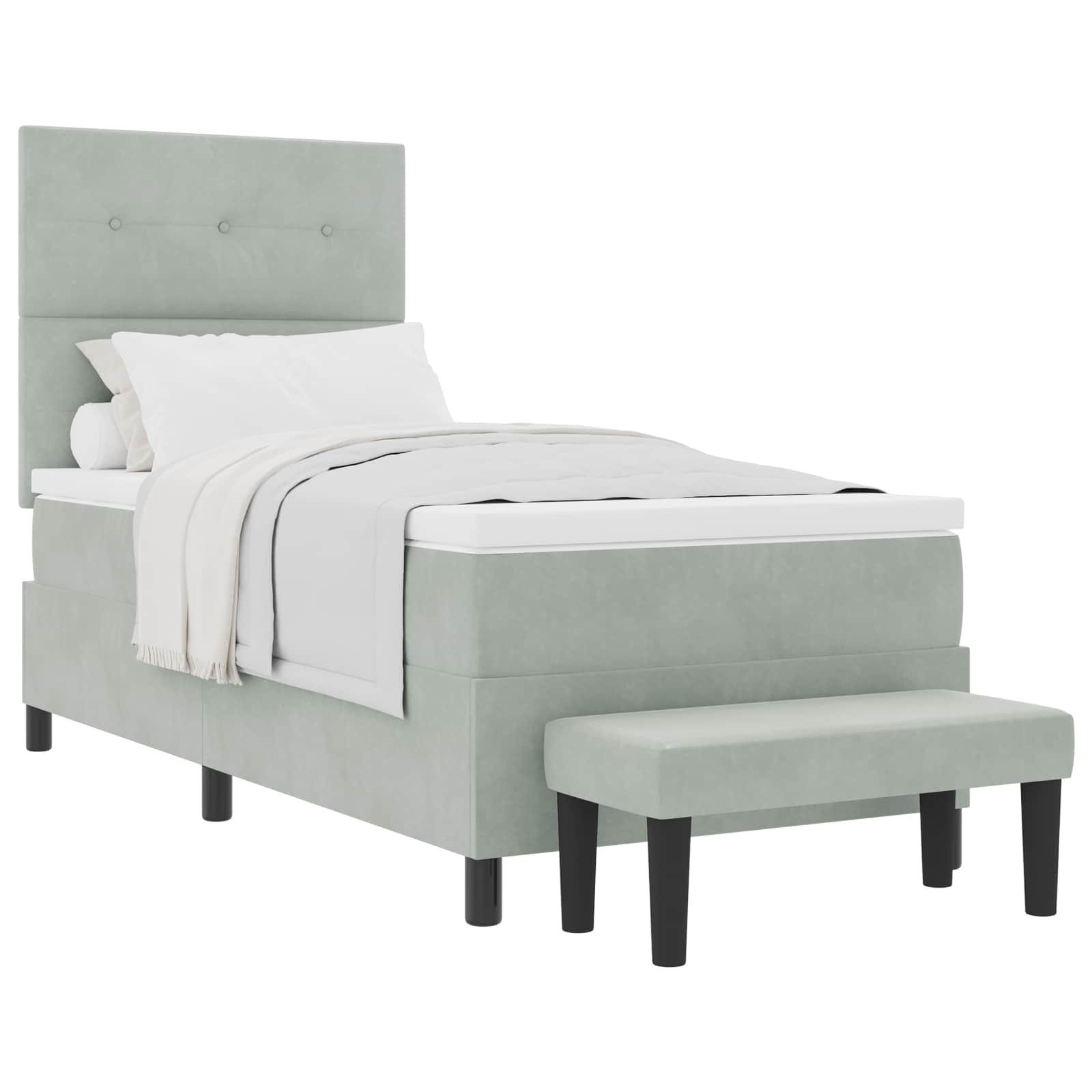 Bett Boxspringbett mit Kopfteil Hellgrau 200 x 80 cm Samt