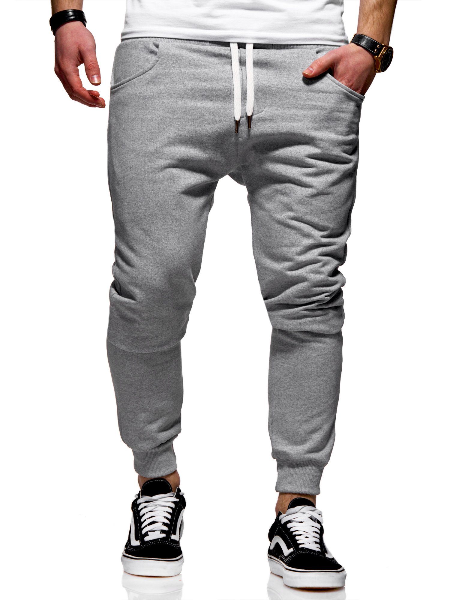 behype Sweathose JOGGERY im modernen Slim Fit-Schnitt grau | Jogginghosen