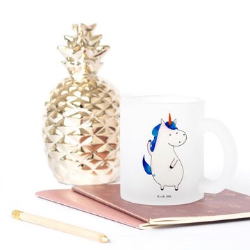 Mr. & Mrs. Panda Teeglas Einhorn Mann - Transparent - Geschenk, Party, Glas Teetasse, hübsch, Premium Glas, Außerordentliches Design
