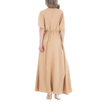 Ital-Design Sommerkleid Damen Freizeit Sommerkleid in Beige