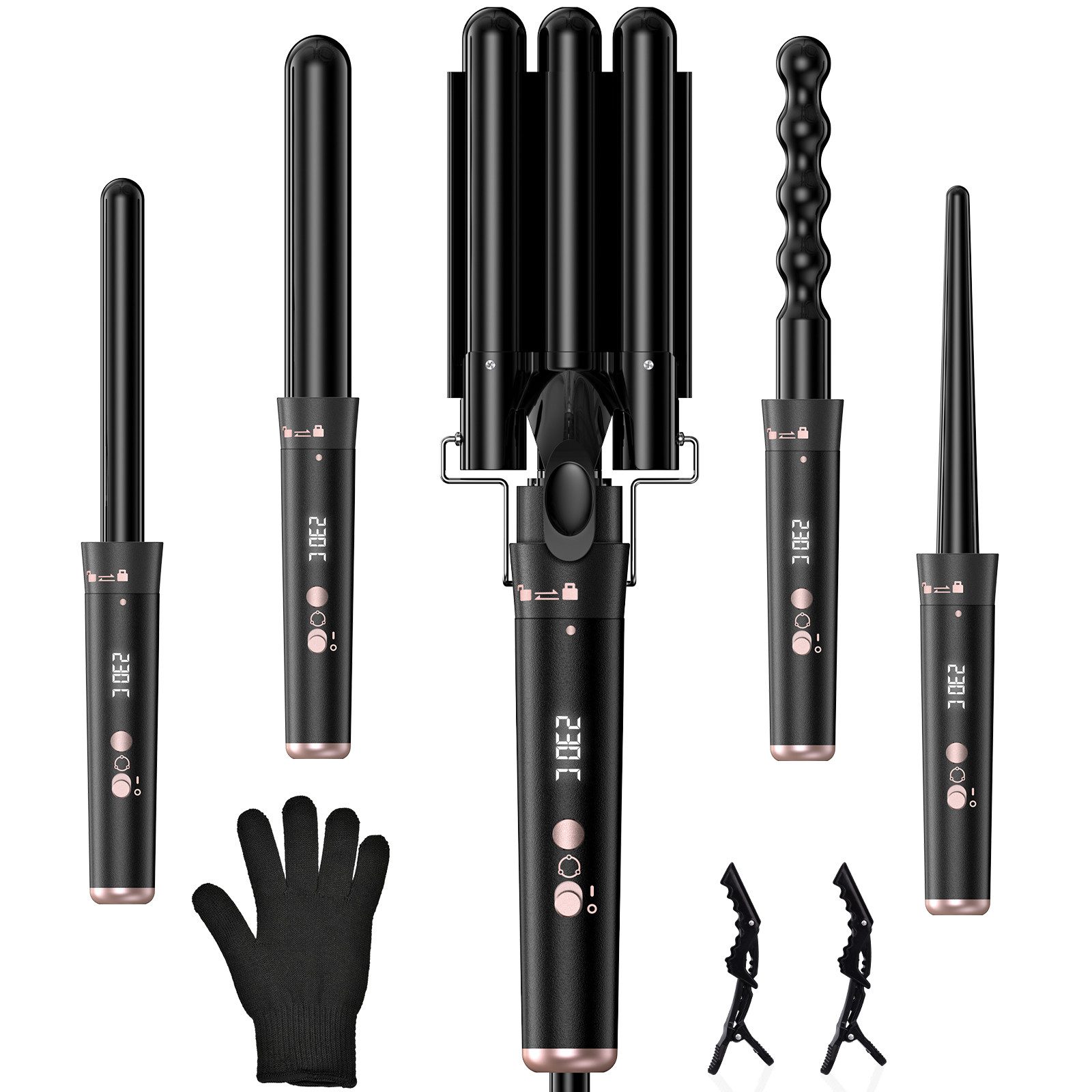 Lockenstab 5in1 Multifunktions-Lockenstylist 9-32mm, 80-230℃ regelbar