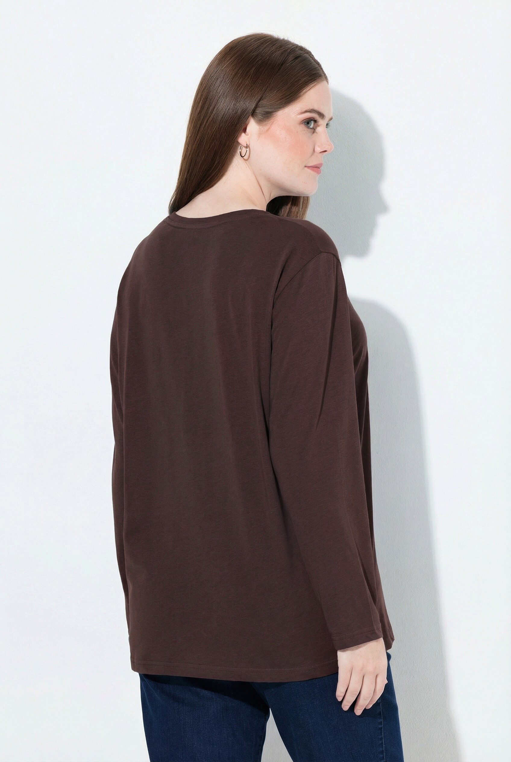 Ulla Popken T-Shirt Shirt Relaxed Rundhalsausschnitt Langarm