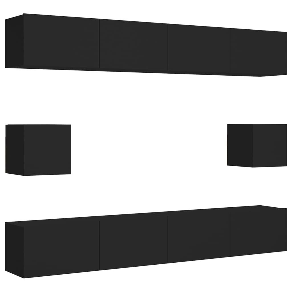 TV-Schrank 6-tlg. Schwarz TV-Schrank-Set Holzwerkstoff vidaXL (1-St)