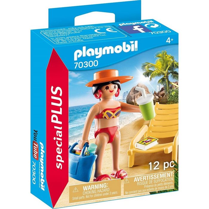 Playmobil® Spielbausteine 70300 Urlauberin mit Liegestuhl und viel Zubehör für