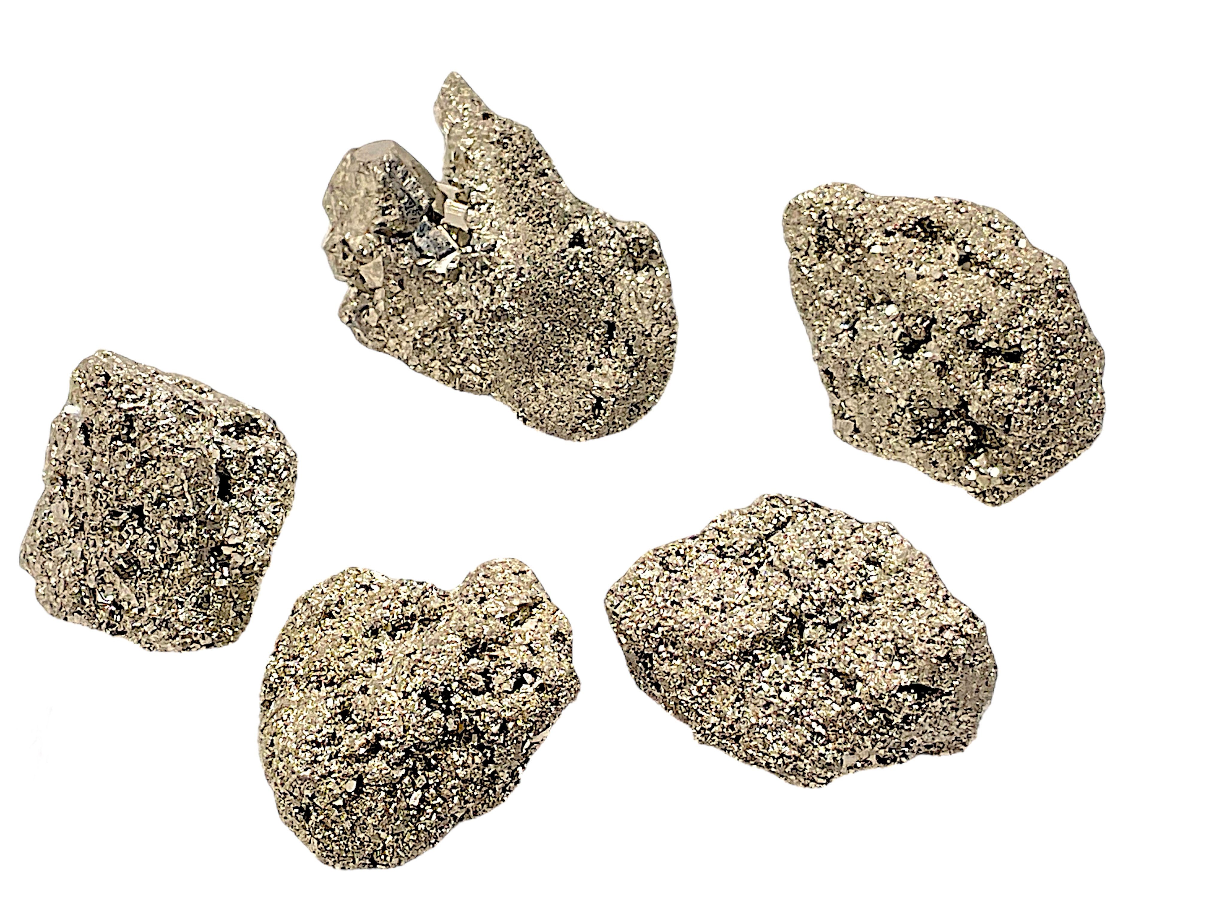 Steinfixx® Mineralstein Pyrit Kristalle I 5 Stück I 100 gr. I je 20-30mm, (Ideal zur Schatzsuche, 1-St., besonderes Geschenk), AAA-Qualität aus Peru