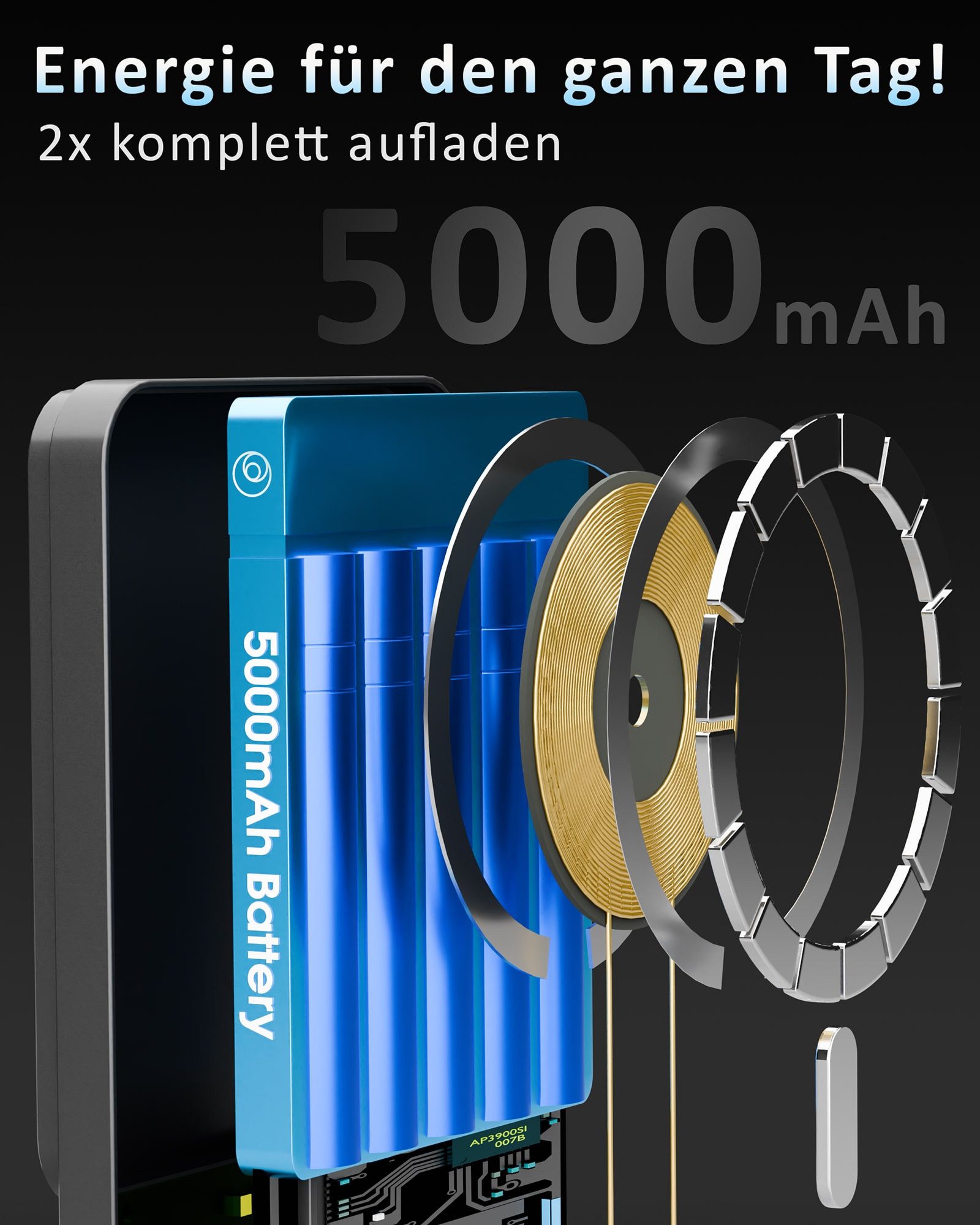 GreenHec MagSafe Powerbank iPhone 18 17 16 15 14 13 Pro Max Magnetische Zubehör Powerbank SnapCharge Pro A 10000 mAh (1,5 V), 10000mAh 5000mAh Power Bank Wirele – Bild 4 von 5