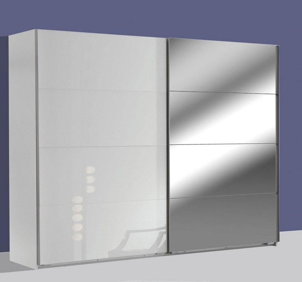 Wimex Schwebetürenschrank Easy Plus (Easy Plus) 270cm weiß 2-türig mit  Spiegelelementen