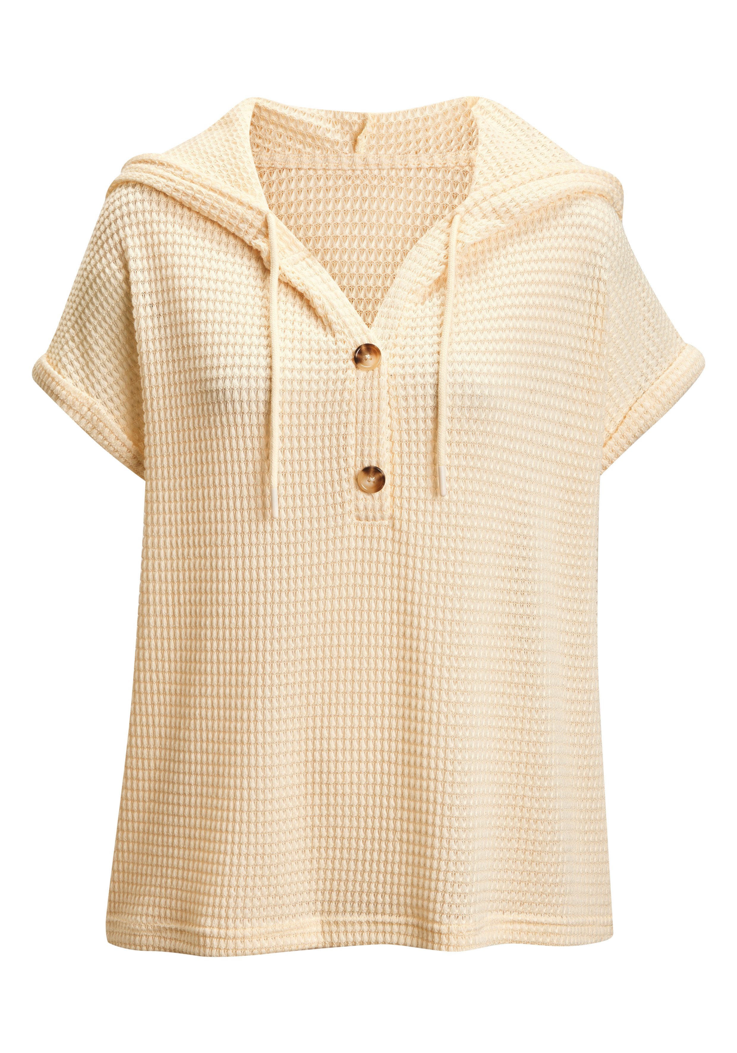 Kapuzenshirt aus sommerlichem Waffelstrick
