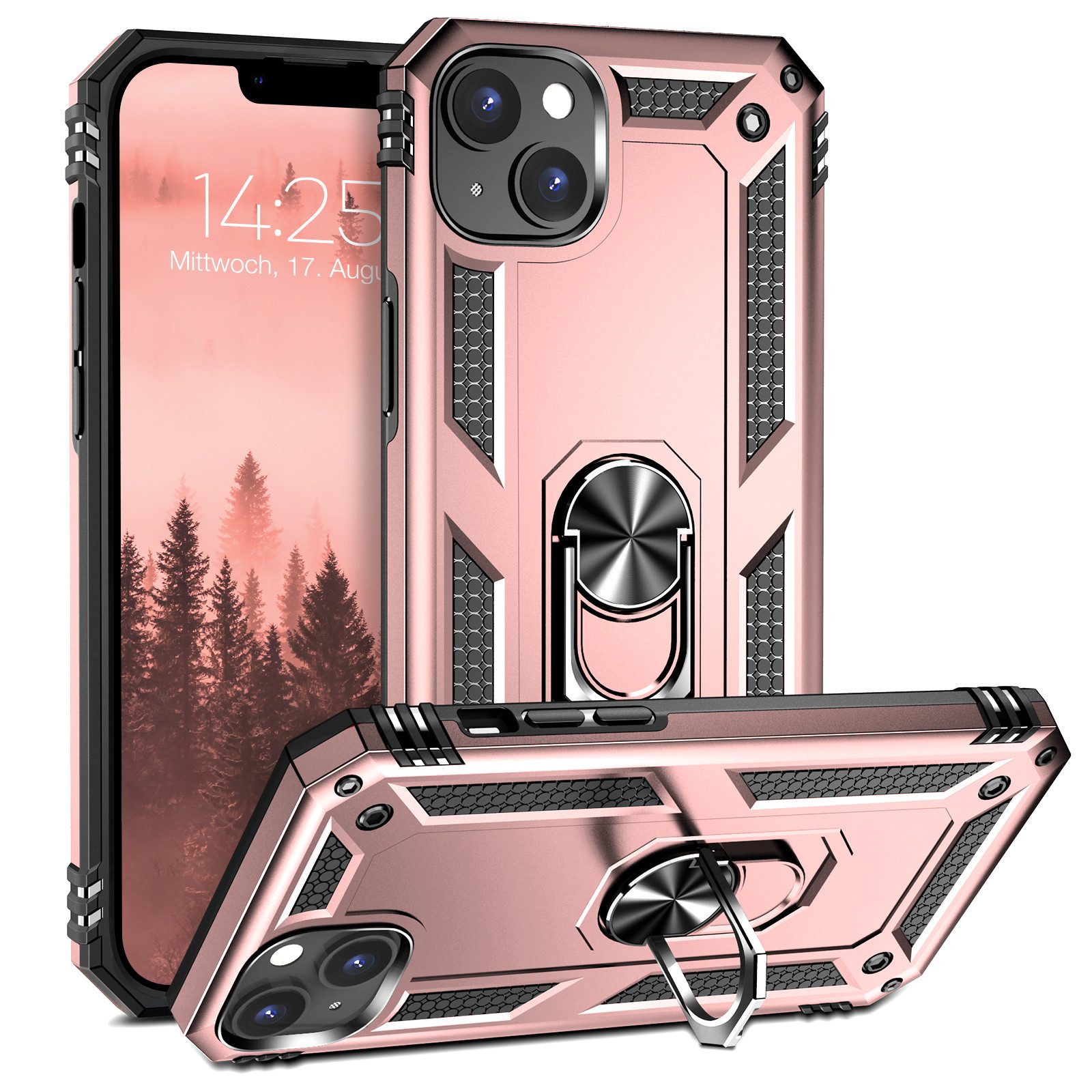 Tec-Expert Handyhülle Outdoor Cover Hülle für Apple iPhone 15 6.1 Zoll, 6.1, Premium Hülle aus verstärktem Polycarbonat