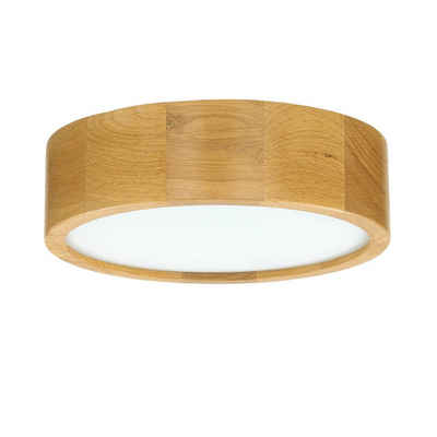 Licht-Erlebnisse Deckenleuchte ARBARO, ohne Leuchtmittel, Deckenlampe Holz Eiche Glas rund 27 cm Wohnzimmer Flur Lampe