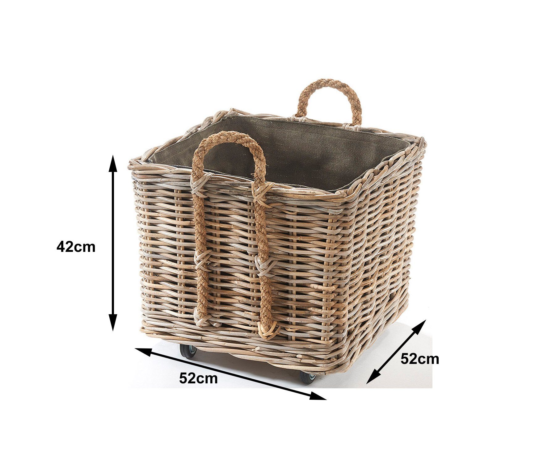 Kobolo Kaminholzkorb Kaminholzkorb aus grauem Rattan mit Jutefutter und sta günstig online kaufen