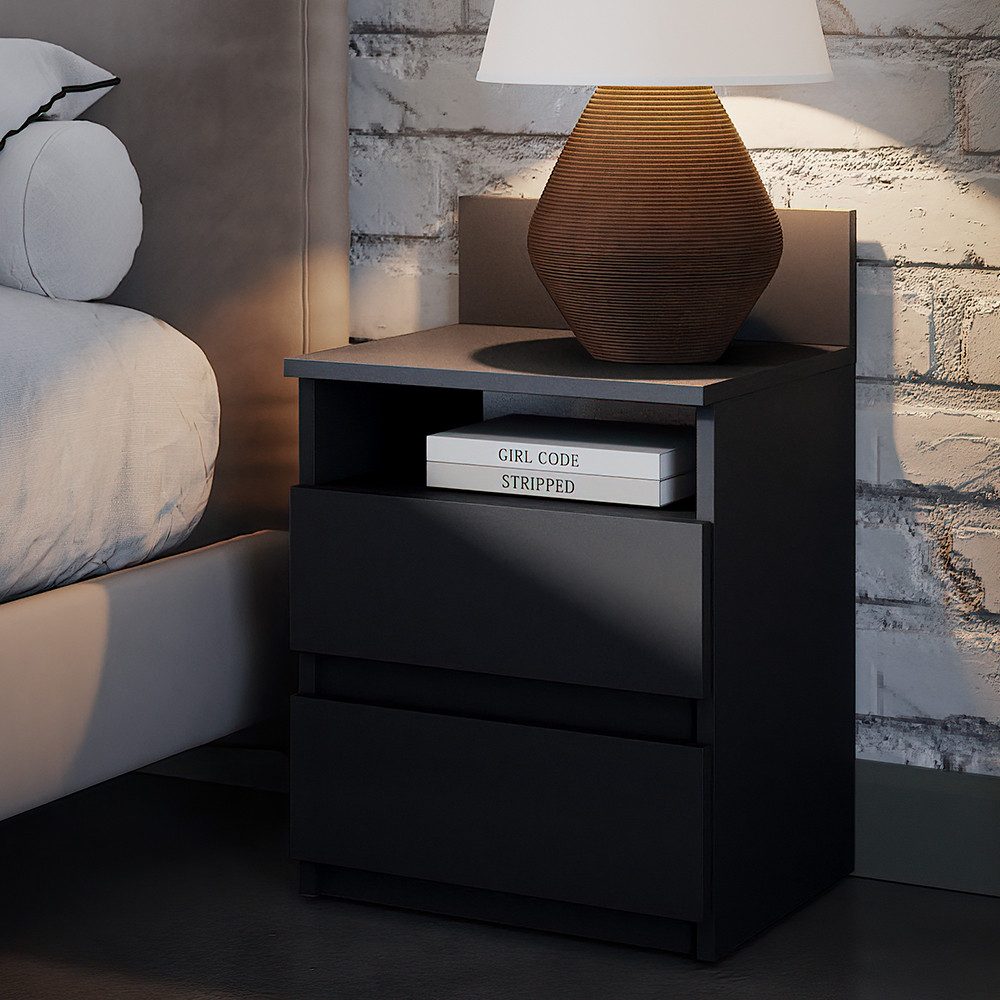 Vicco Nachtschrank Monty, Schwarz, 39.6 x 59.1 cm