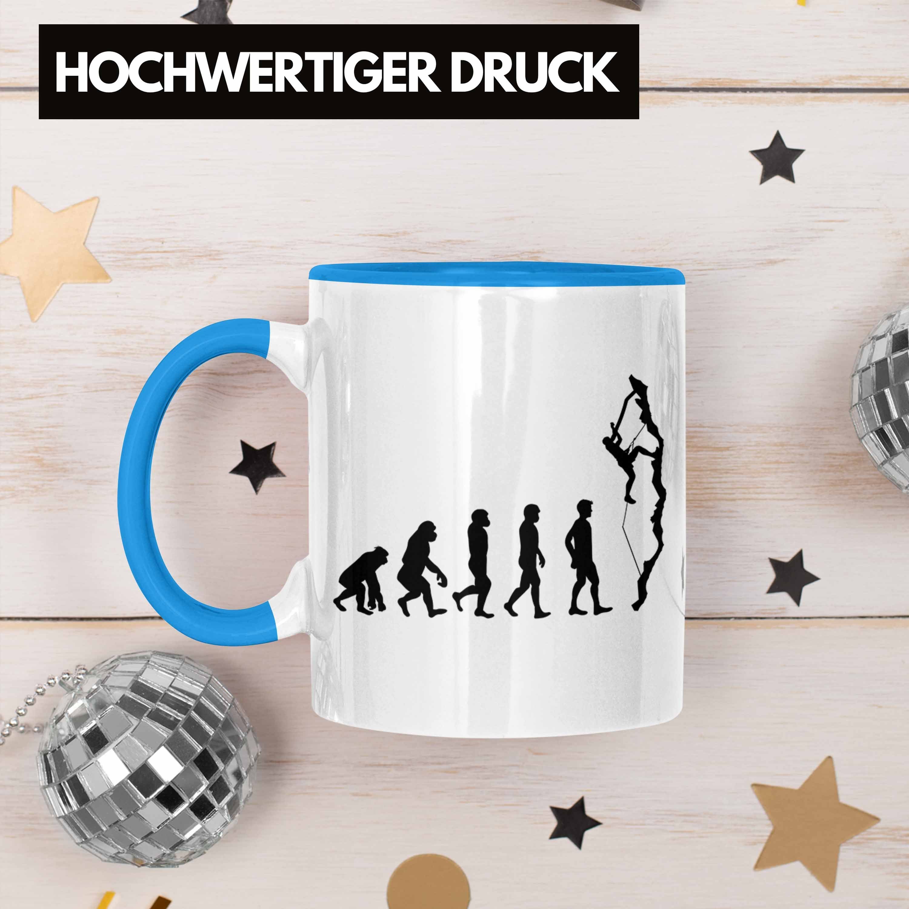 Tasse Klettern Grafik Geschenk Tasse Trendation Sport Blau - Klettern für Trendation Outdoor Evolution Kletterer