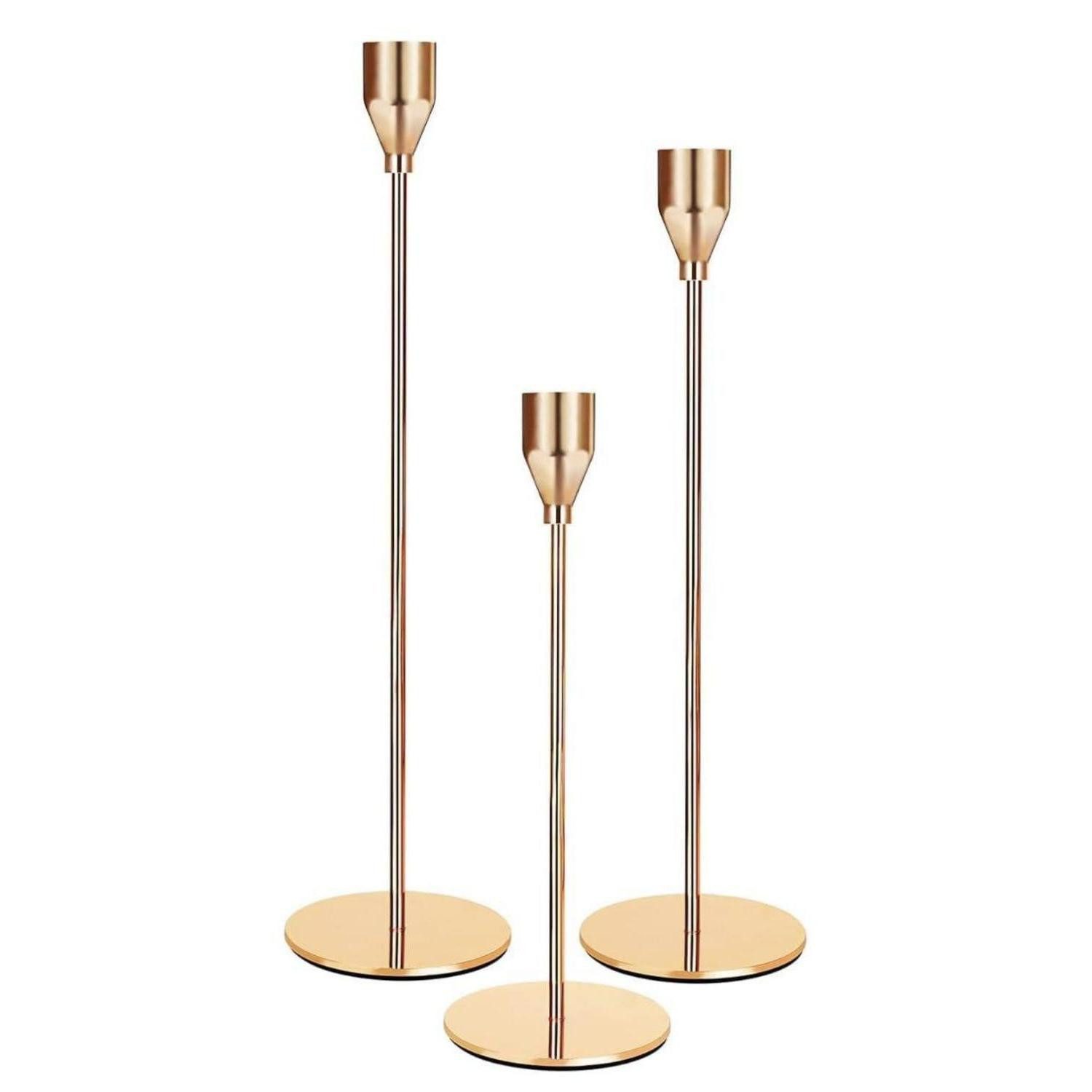 LuxusKollektion Kerzenständer Kerzenständer 3er Set Gold Metall 32/27/22cm (3 St)