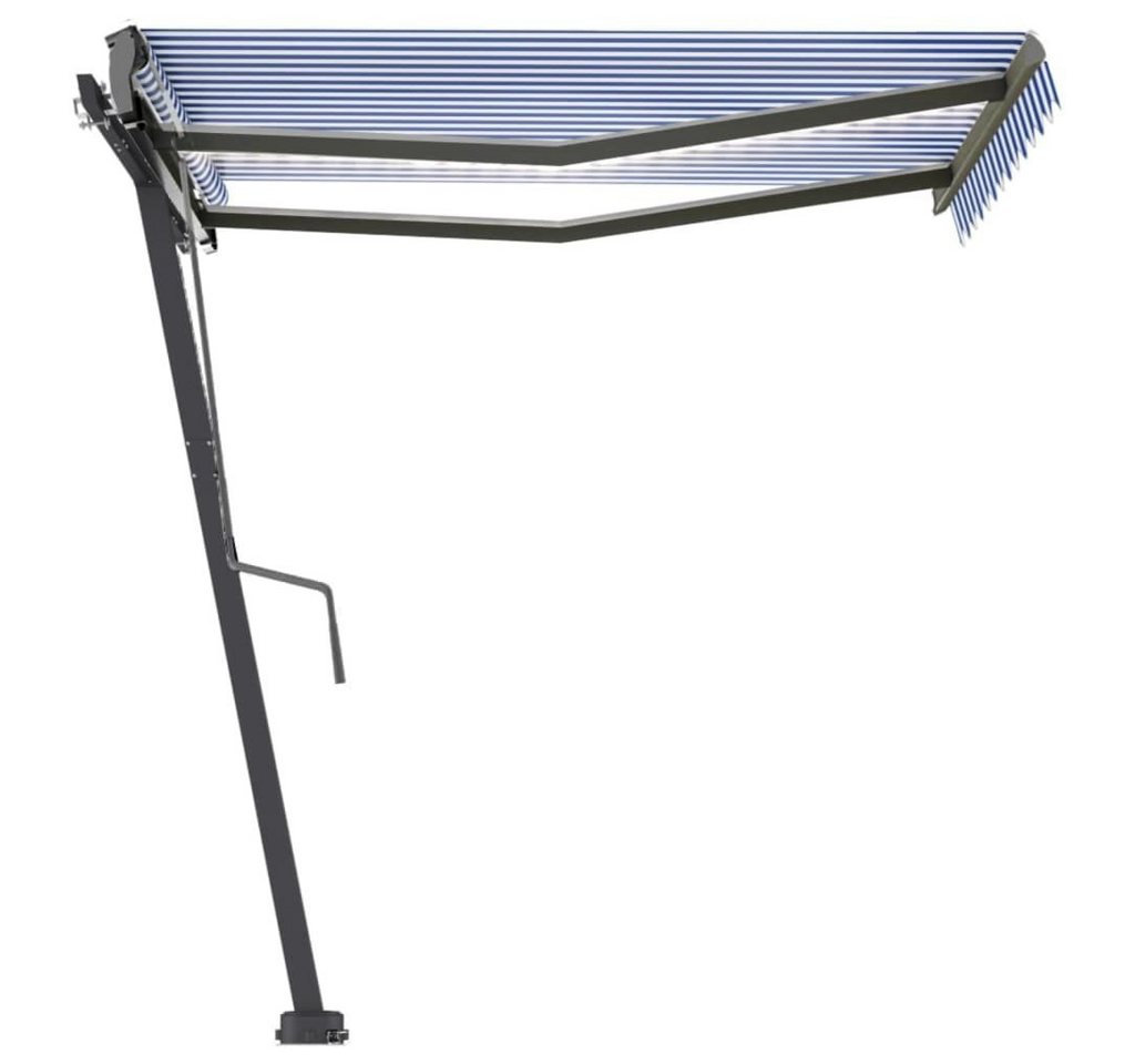 Thumbnail - vidaXL Markise Markise Manuell Einziehbar mit LED 300x250 cm Blau und Weiß (1-St)