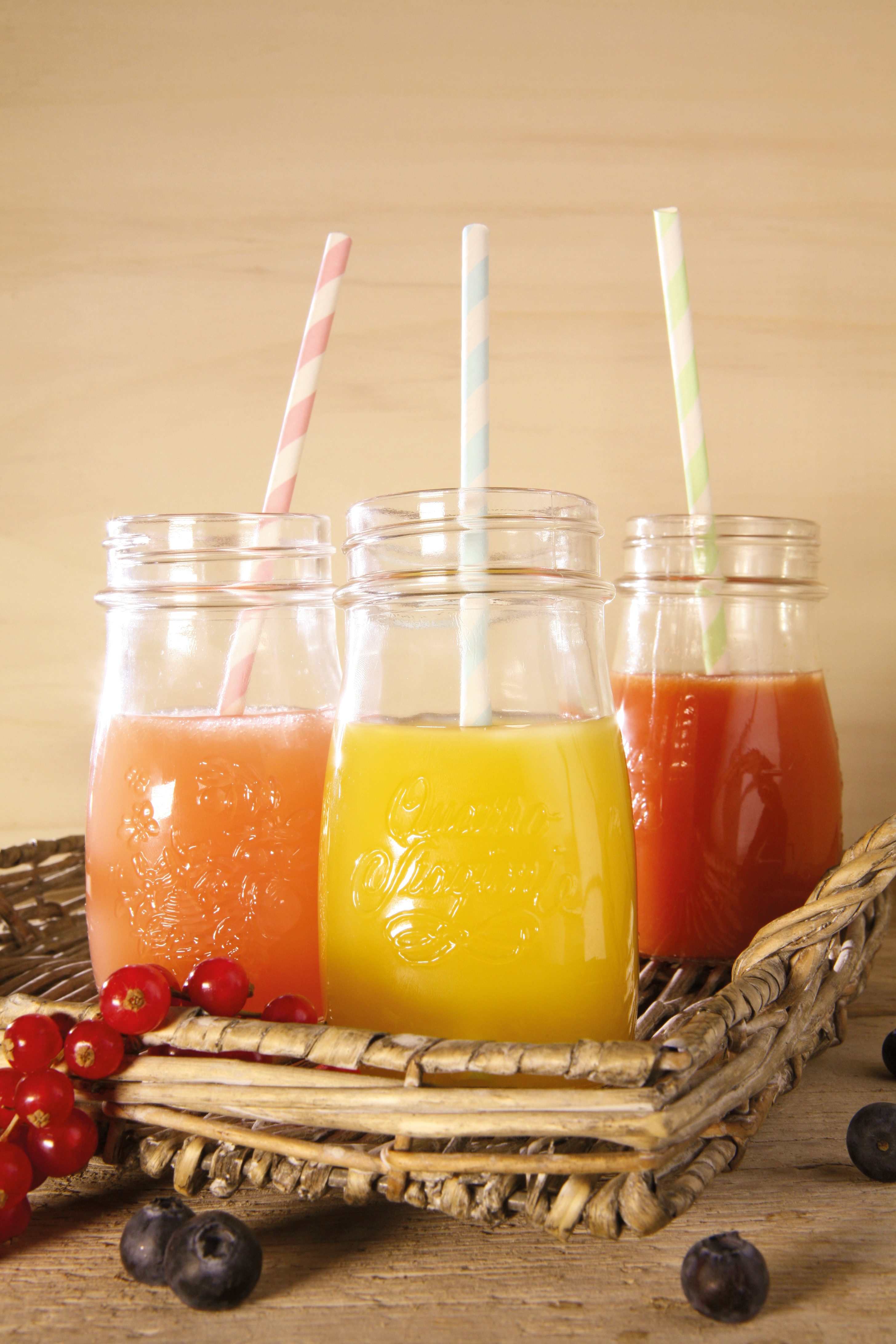 Bormioli Rocco Einmachglas Bormioli Rocco Quattro Stagioni – Gläser & Edelstahlaufsätze, Edelstahl, (1-tlg), Ideal für Sommerdrinks, Smoothies & Cocktails – mit Trinköffnung