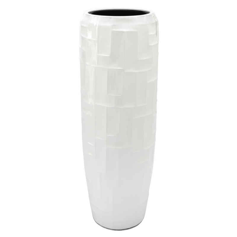 Flingora Bodenvase Mara, mit Einsatz - Fiberglas - Indoor & Outdoor - Weiß - Höhe 98 cm