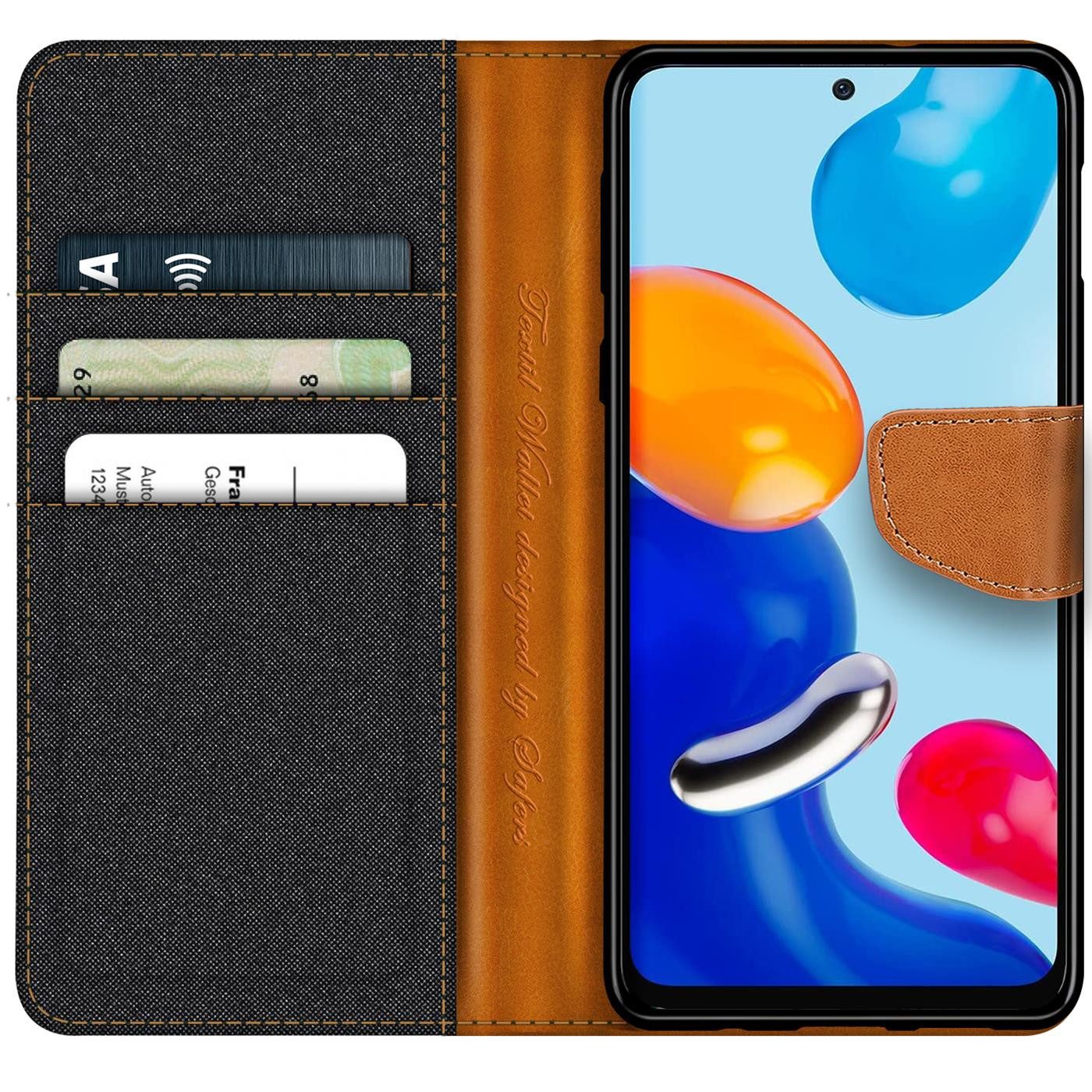 CoolGadget Handyhülle Denim Schutzhülle Flip Case für Xiaomi Redmi Note 11 / 11s 6,43 Zoll, Book Cover Handy Hülle für Xiaomi Mi 11T, Xiaomi 11T Pro Klapphülle – Bild 2 von 5
