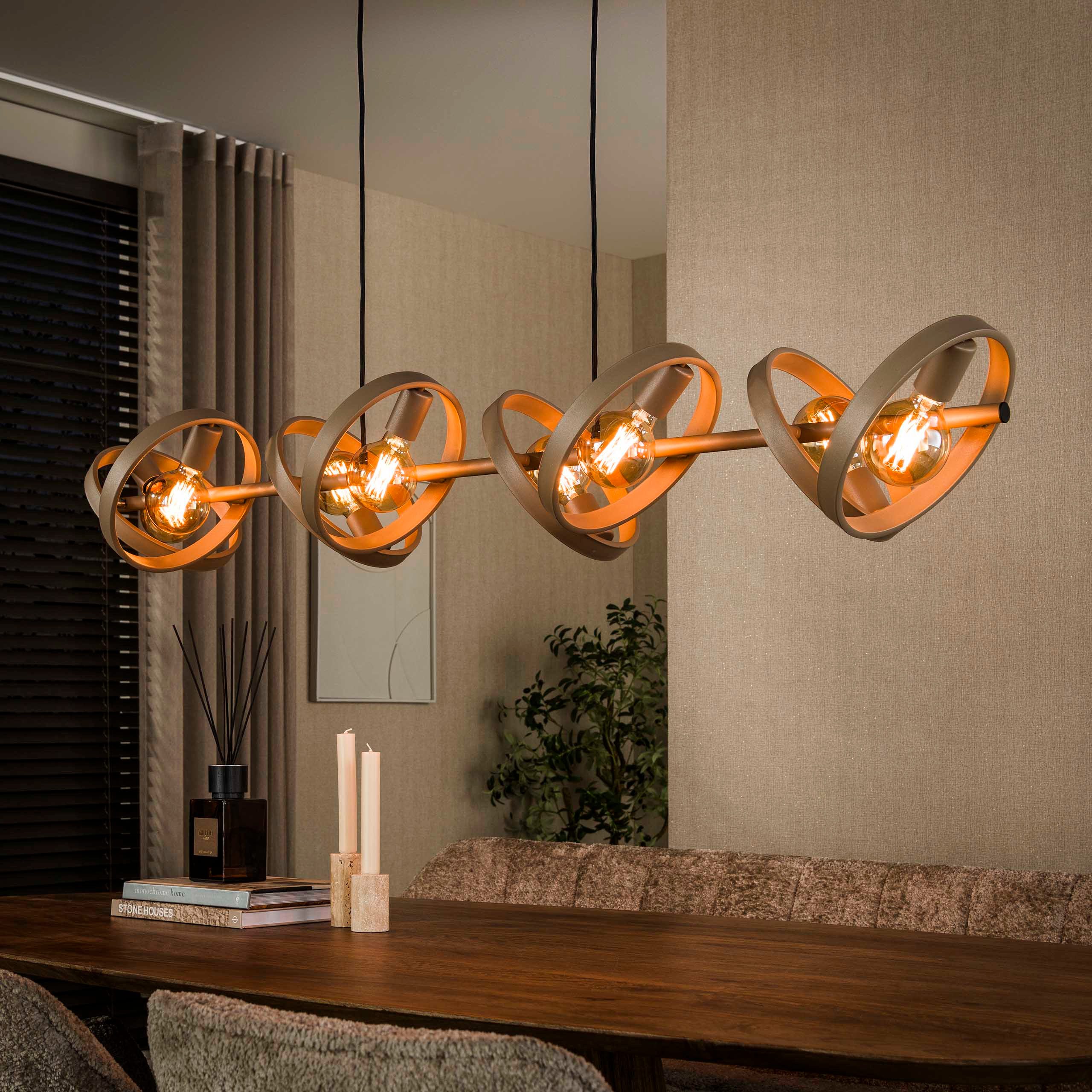leven! Annekathrin Storkebaum Hängeleuchte Pendelleuchte ORBIT 8-flammig Metall 160 cm Esstischlampe, offenes Ringdesign, sichtbare Leuchtmittel, höhenverstellbar