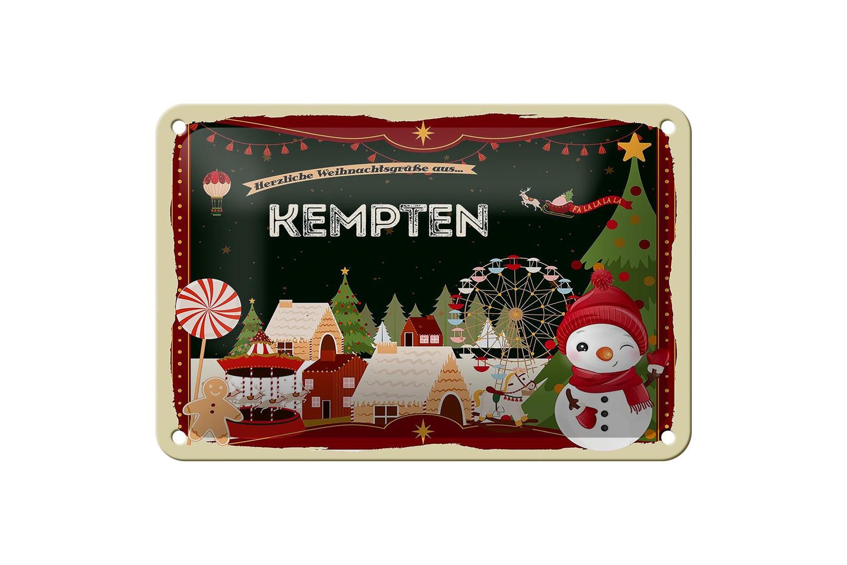 Metallschild Weihnachten Grüße aus KEMPTEN 18x12cm