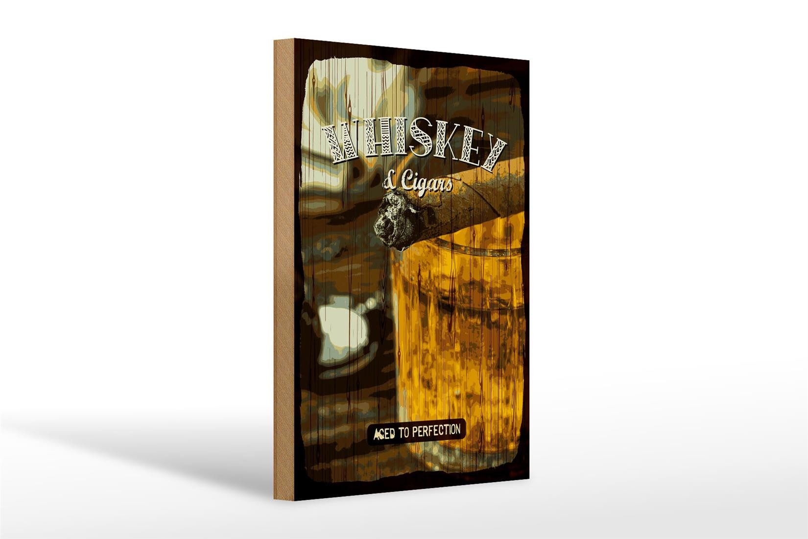 Holzbild Spruch Whiskey & Cigars aced to perfection 20x30cm