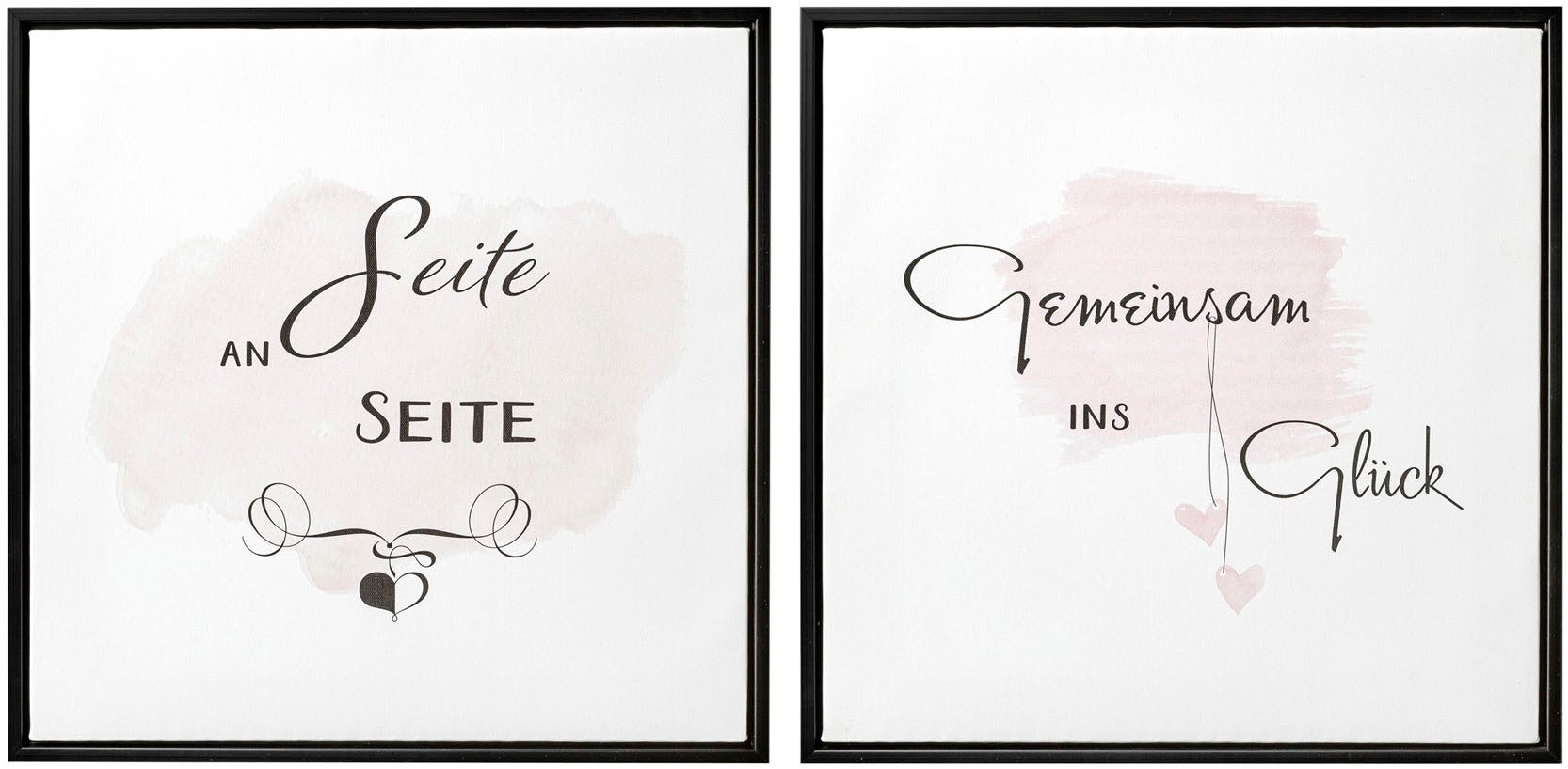 Creativ home Bild mit Rahmen Deko-Bild Glückliche Liebe, (2 St), in quadratischer Ausführung