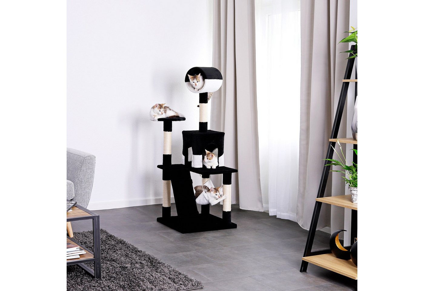 Thumbnail - lionto Kratzbaum Katzenkratzbaum Höhe 133 cm, schwarz/weiß