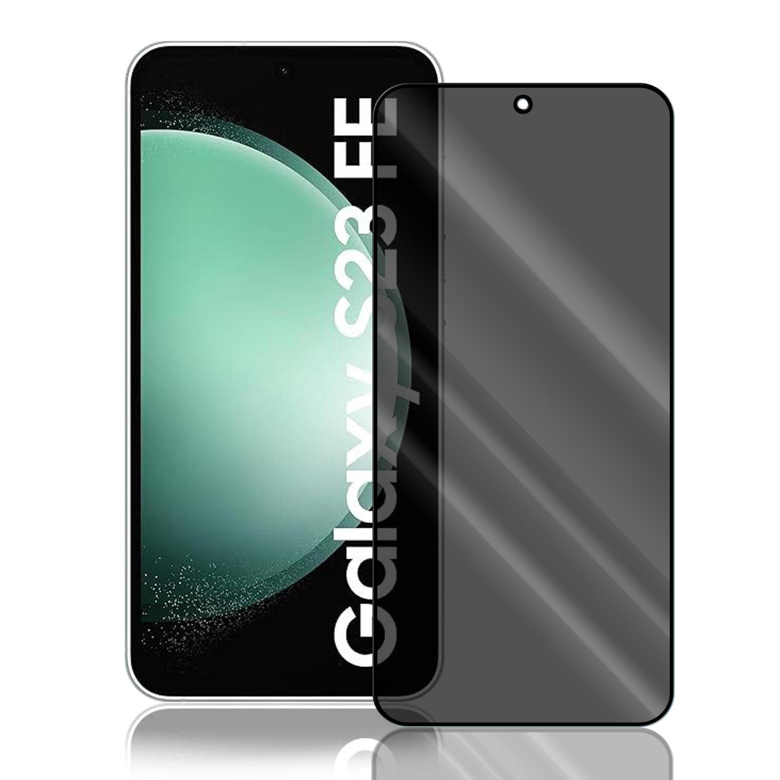 Numerva Schutzfolie Panzer Folie Echt Glas Folie für Samsung Galaxy S23 FE, (1x Schutzfolie 2x Reinigungstücher), Anti Spy Schutzfolie Blickschutz Glasfolie Sichtschutzfolie