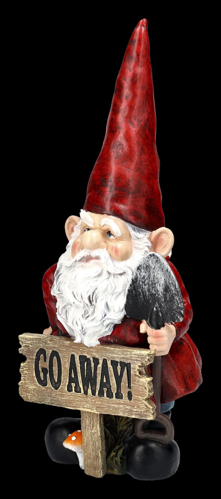 Figuren Shop GmbH Gartenzwerg Gartenzwerg Figur - Go Away - Garten Dekoration Dekofigur Zwerg Schild