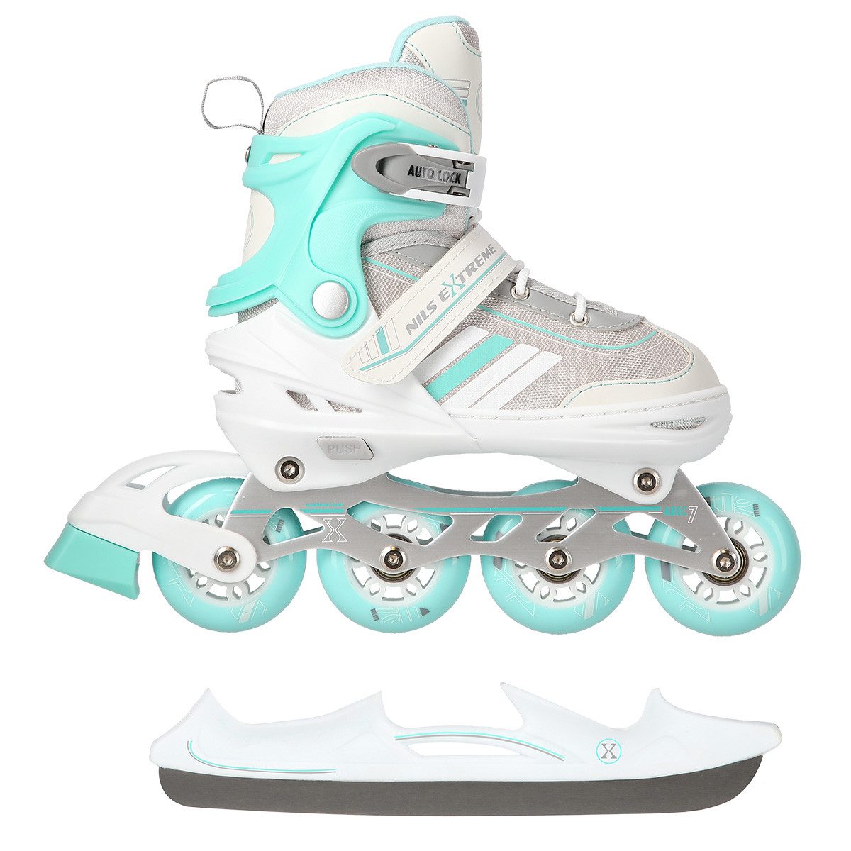 NILS EXTREME Inlineskates 2-IN-1 Inliner Коньки Rollschuhe wechselbare Kufen, Verstellbare Размер & verstellbare Rollen