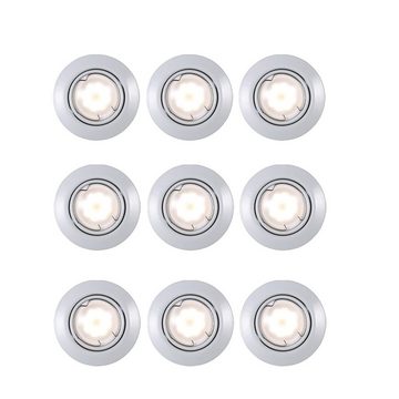 etc-shop LED Deckenspot, LED-Leuchtmittel fest verbaut, Warmweiß, Einbaustrahler Deckenlampe Einbauspot rund weiß Wohnzimmerlampe 9x