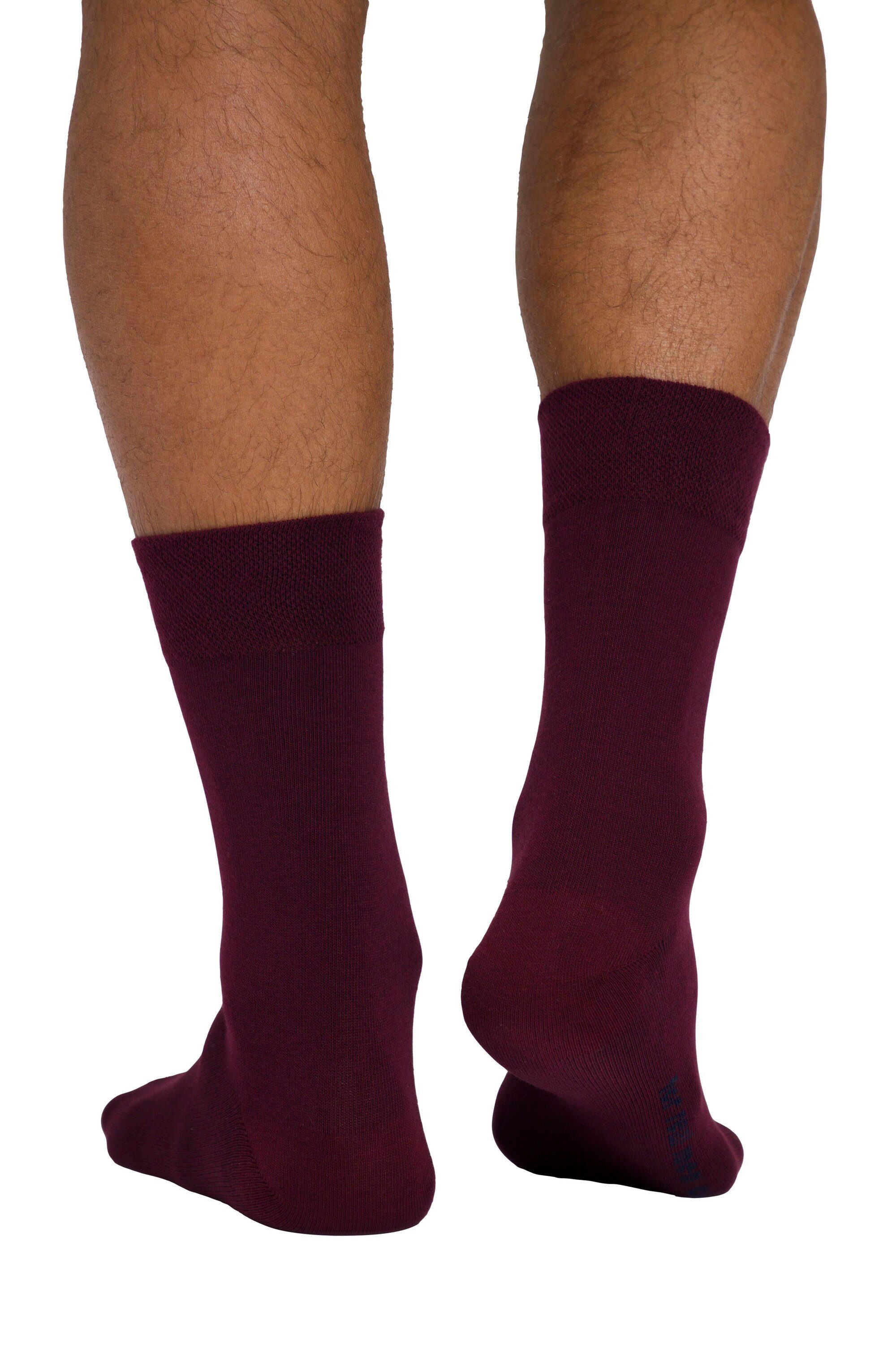 bordeauxrot Rauten-Muster (2-Paar) Basicsocken 2er-Pack Socken JP1880 Komfort-Bündchen