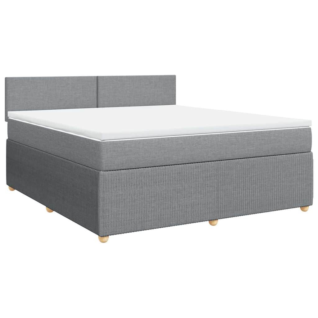 Bett Boxspringbett mit Matratze Hellgrau 180x200 cm Stoff