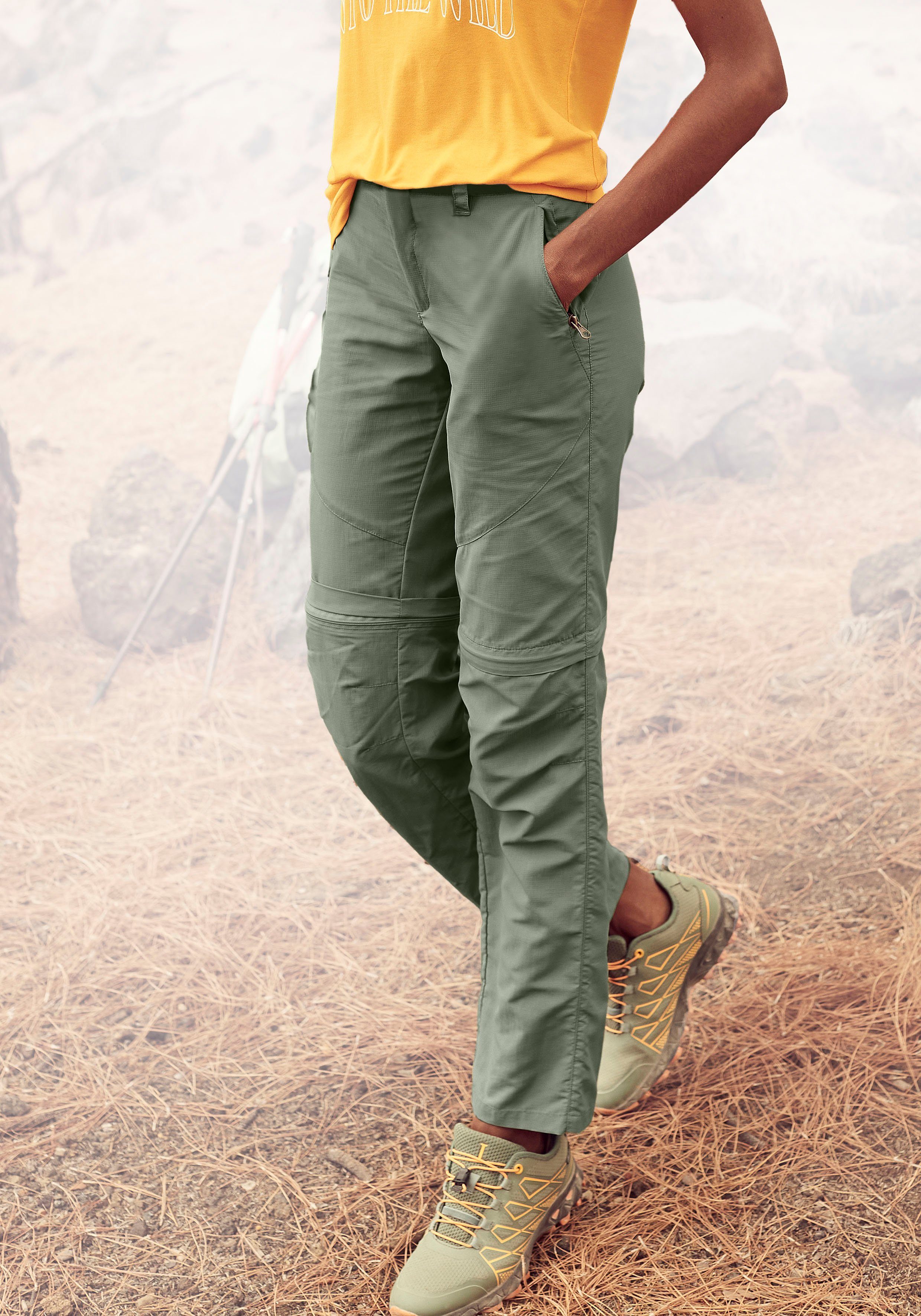LASCANA ACTIVE Trekkinghose 2-in 1-Hose mit abnehmbaren Hosenbein khaki