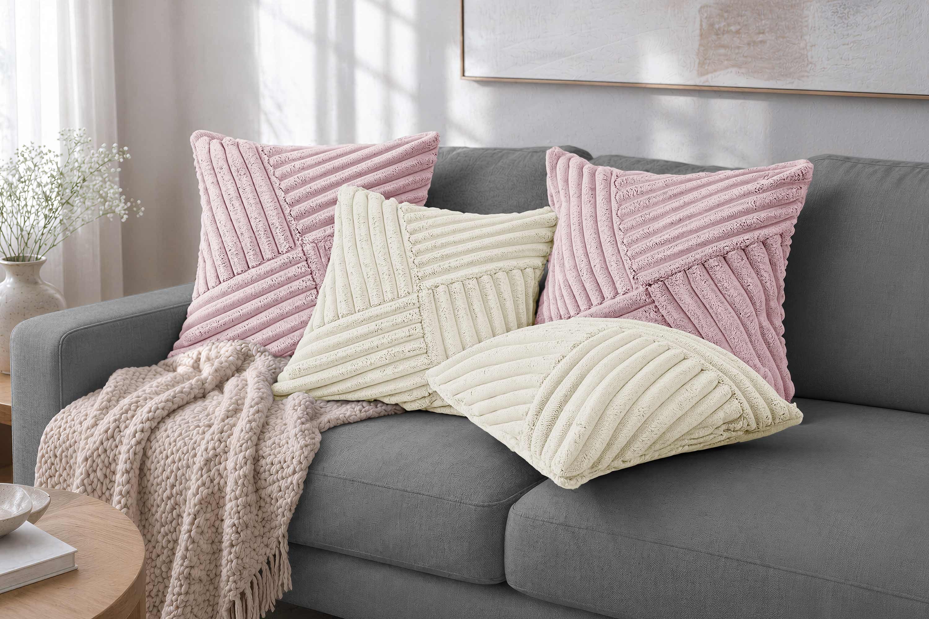 Amilian Kissenbezüge 4er Set Kissenhüllen dekorativ weich für Sofa & Couch, Kissenbezug für Dekokissen Zierkissen Kissen