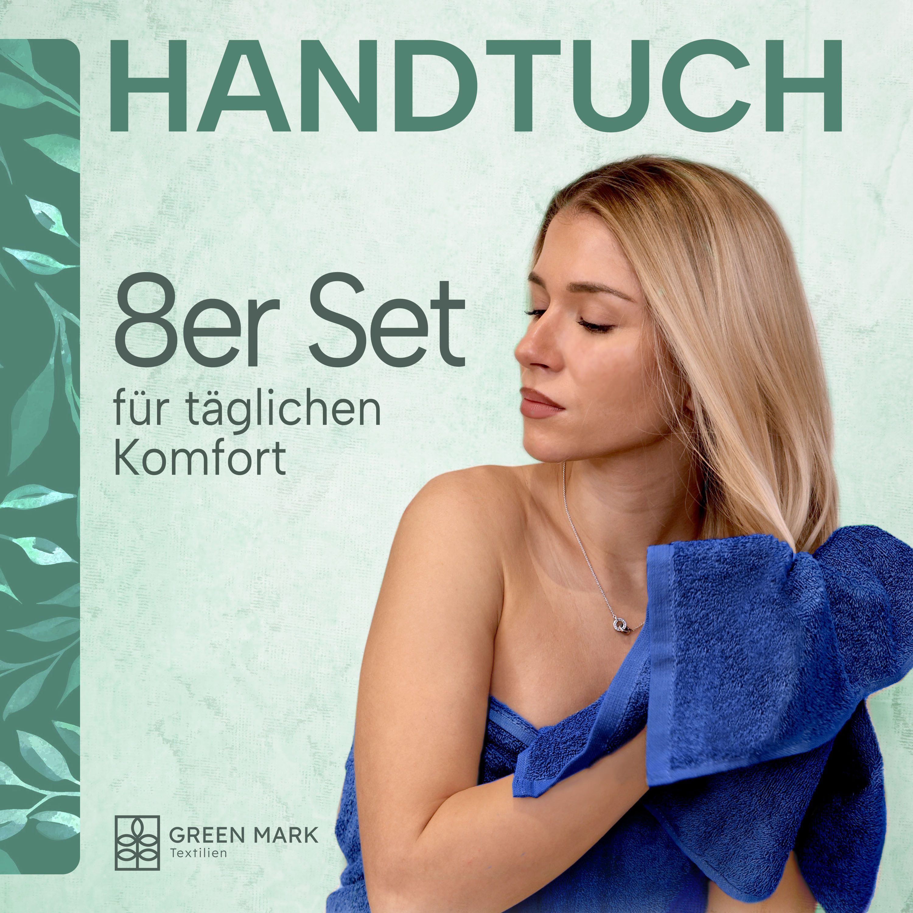 NatureMark Handtücher 8er-Sparpack Handtücher 50x100cm, Baumwolle (8-St), 8X Handtücher, 100% Baumwolle, Royal blau, 50 x 100cm – Bild 2 von 5