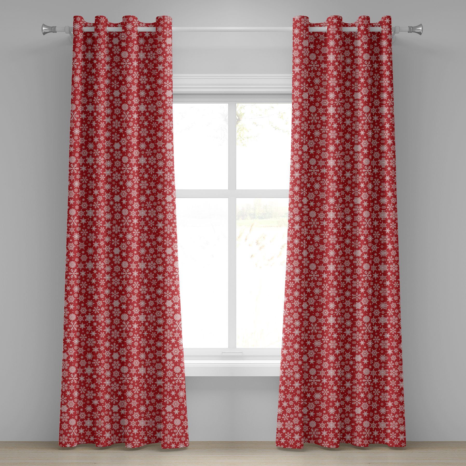 Gardine Dekorative 2-Panel-Fenstervorhänge für Schlafzimmer Wohnzimmer, Abakuhaus, rot Verschiedene Schneeflocke-Winter