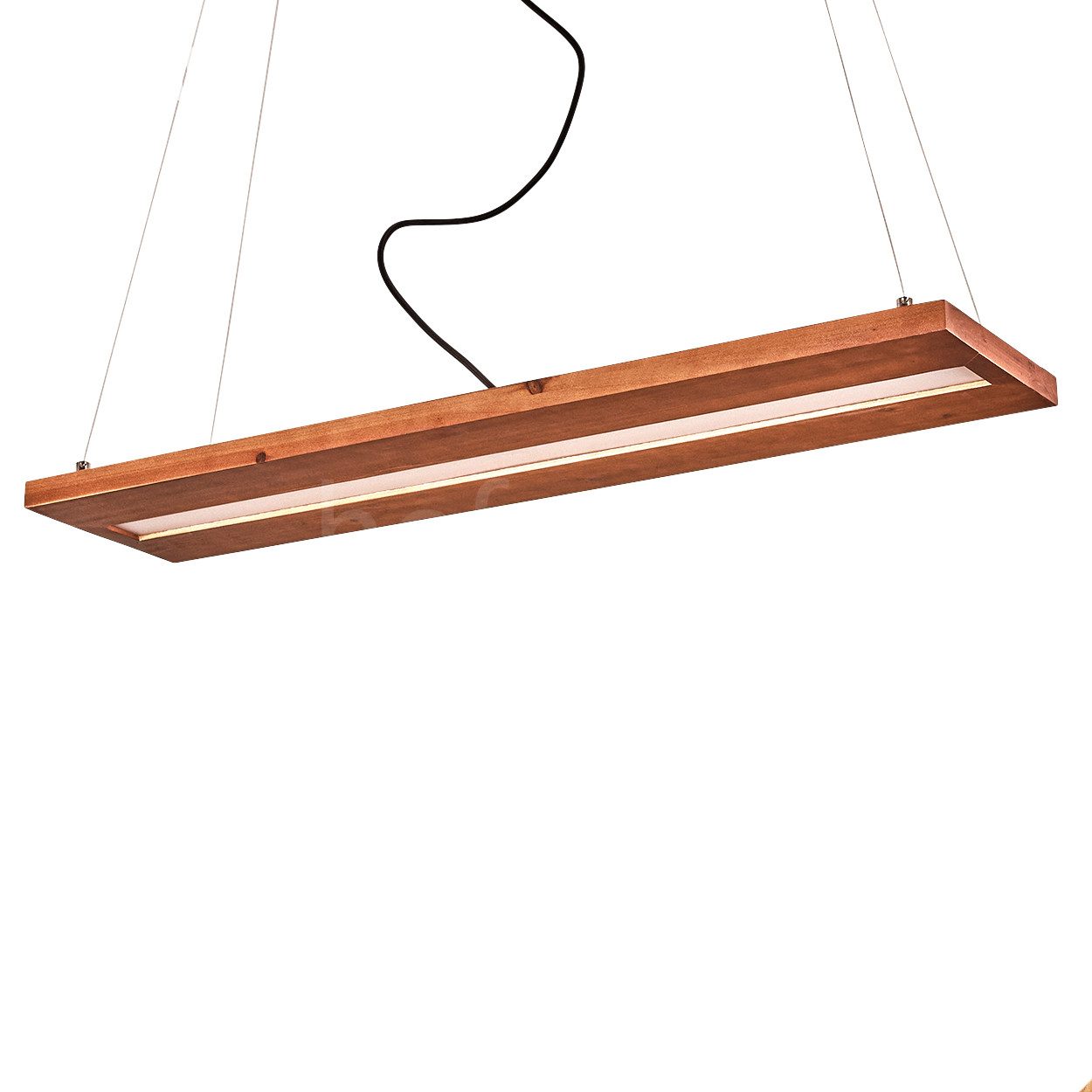 hofstein Pendelleuchte »Valditacca« verstellbare Hängelampe, Metall/Holz/Kunststoff, Schwarz, 3000 Kelvin, Hängeleuchte m. Schirm Echtholz, LED, 1380 Lumen